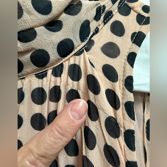 NWT Anthropologie Sleeveless Mini Dress in Pinkish/Tan and Black Polka Dots L - Picture 14 of 16